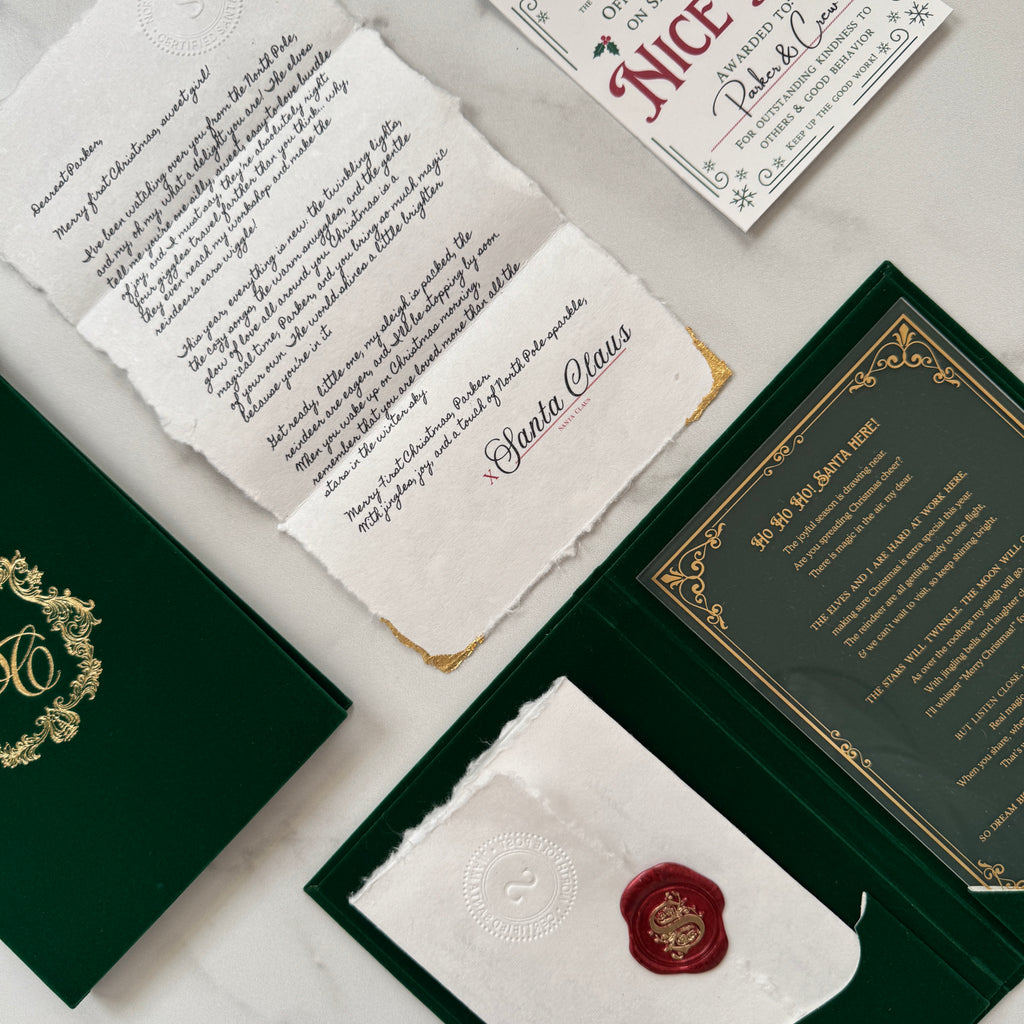 Green Velvet Personalized Booklet & Letter From Santa
