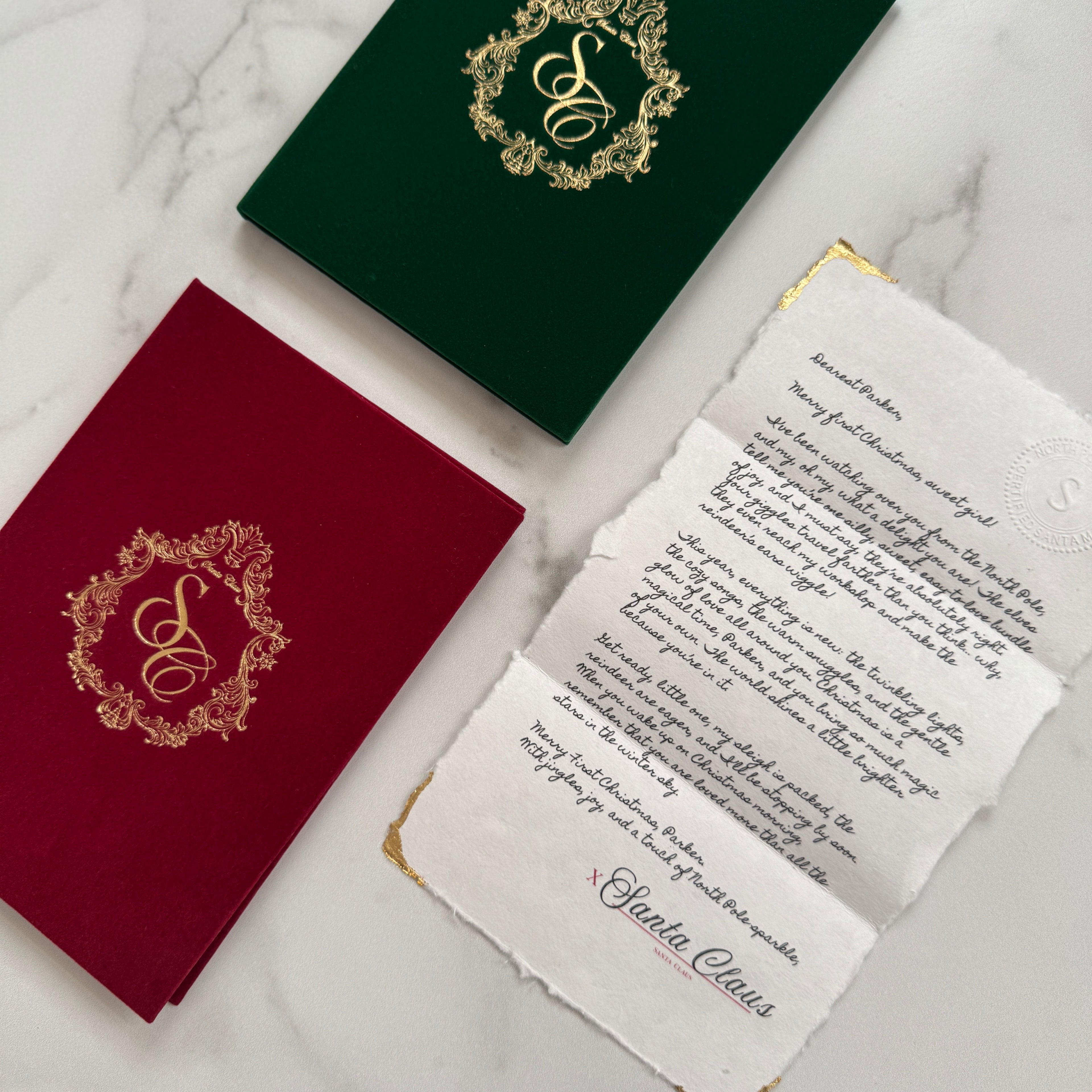 Green Velvet Personalized Booklet & Letter From Santa