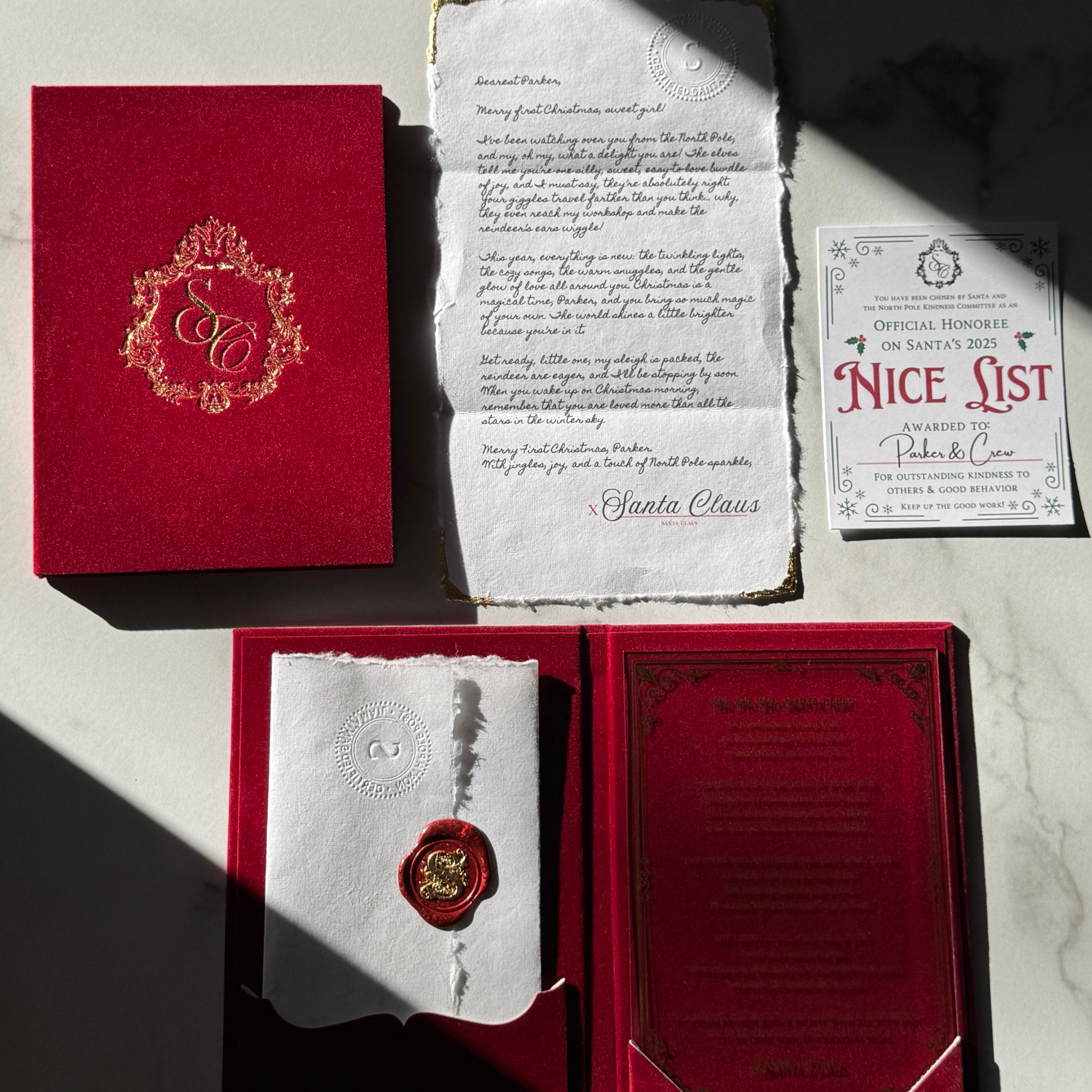 Red Velvet Personalized Booklet & Letter From Santa