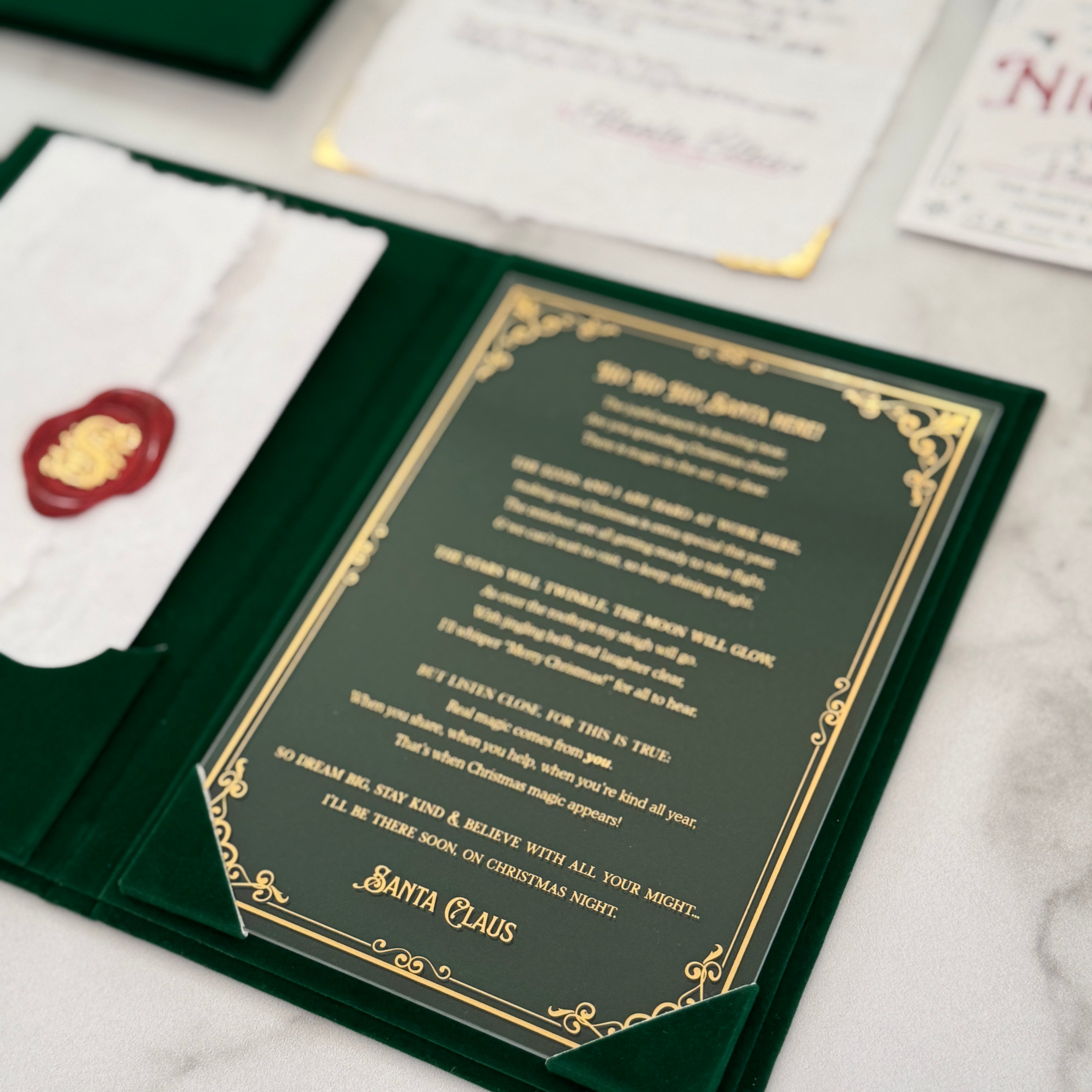 Green Velvet Personalized Booklet & Letter From Santa