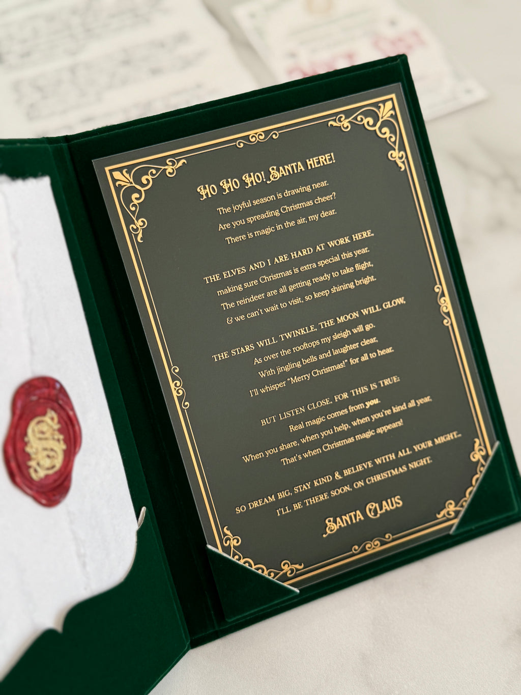 Green Velvet Personalized Booklet & Letter From Santa