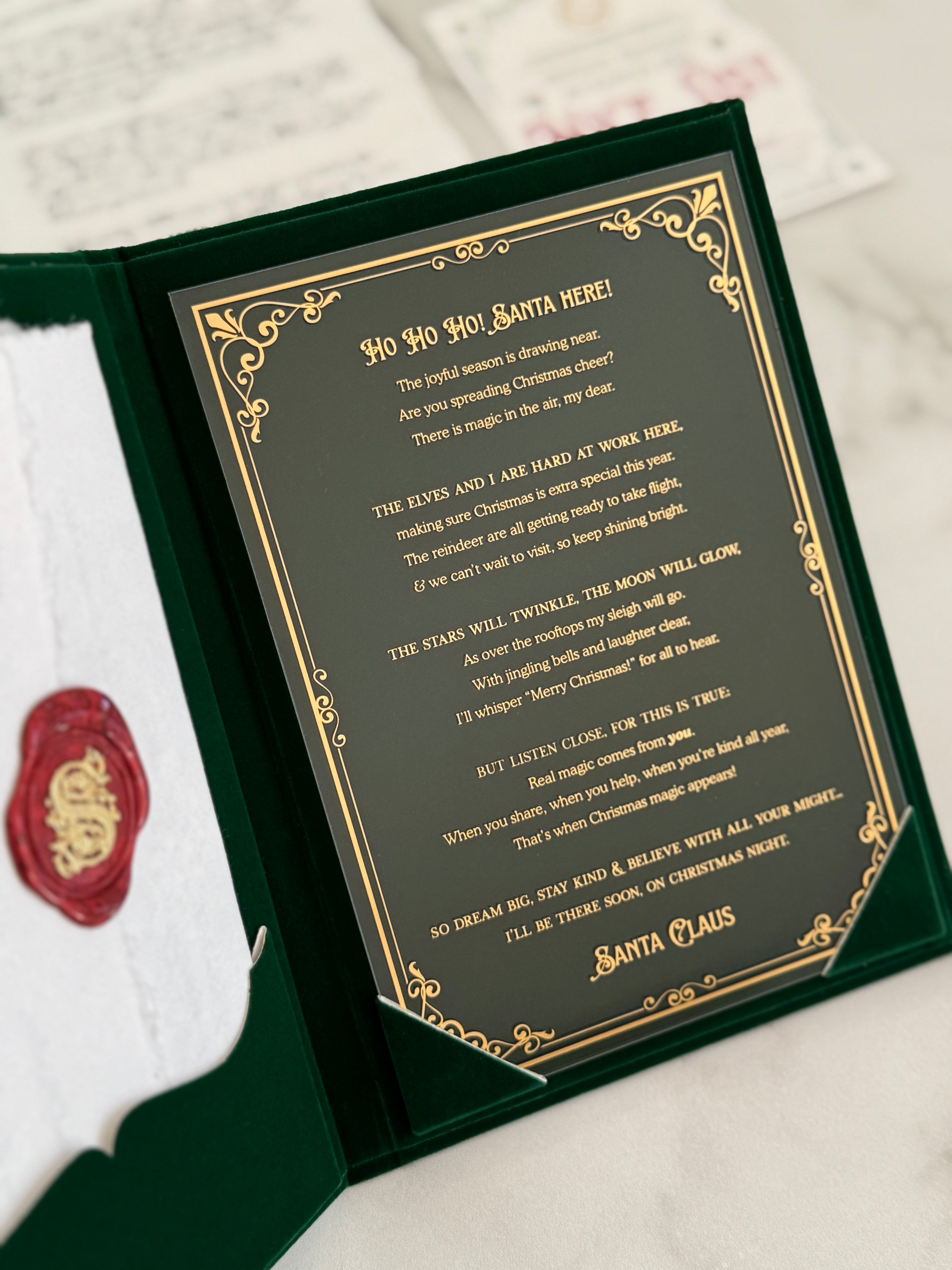 Green Velvet Personalized Booklet & Letter From Santa